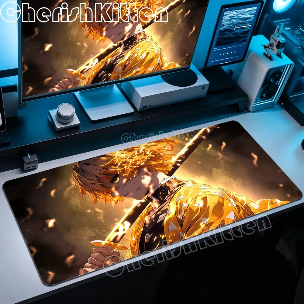 XXL Mouse Pad Large Demon Slayer Mousepad Office Computer Keyboard Gaming Table Mats for Laptop PC Anti-Slip Rubber Desk Mat