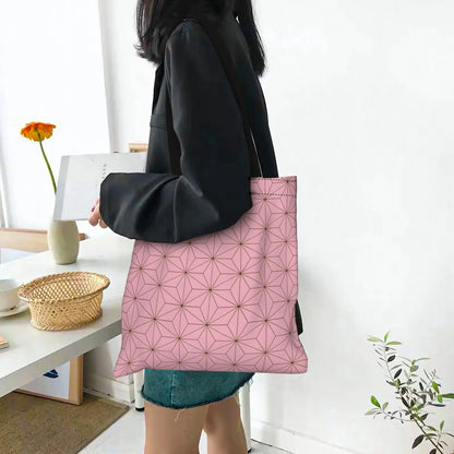 1PC Nezuko Cloths Canvas Tote Bag Demon Slayer Anime Canvas Tote Bag Perfect for Shopping Grocery Travel & Outdoor