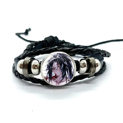 Kokushibo Anime Figure Leather Bracelets Cosplay Eyes Cartoon Horror Multilayer Braided Bracelets Bangles Handmade Jewelry Gifts