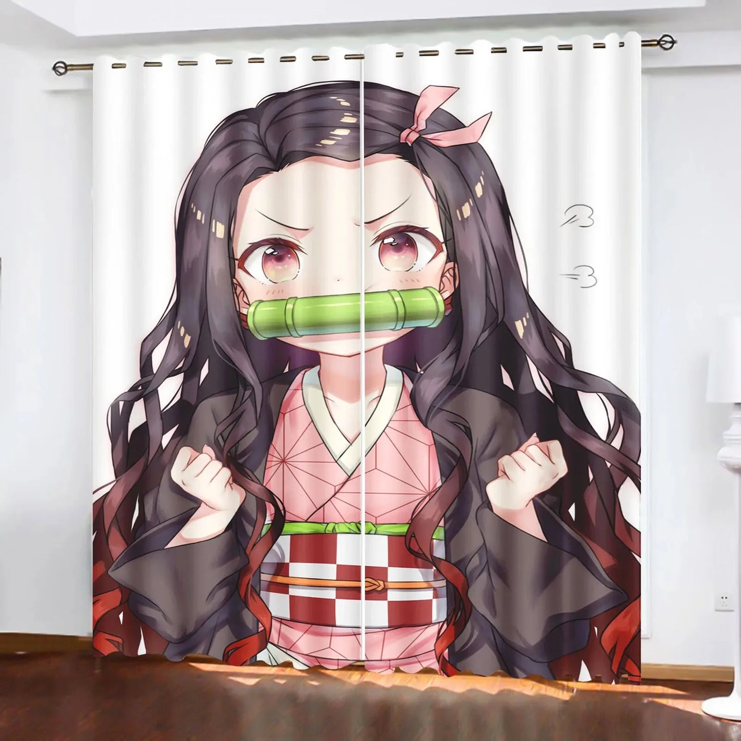 Cartoon D-Demon Slayer curtains for living room and bedroom decoration, high blackout curtains 2pcs, gift for boys and girls.