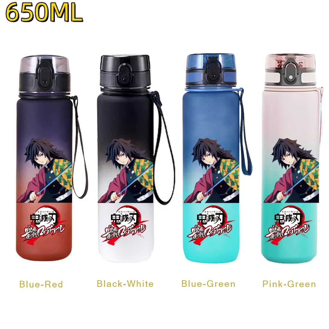 650ML Demon Slayer Kamado Tanjirou Rengoku Kyoujurou Portable Sports Water Bottle Leak Proof Outdoor Travel Sports Fitness Jugs