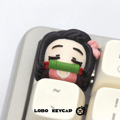 Anime Demon Slayer Kamado Nezuko Series Multiple Styles Keyboard Cute Keycap Decoration Contain Periphery Collectble Fun Gifts