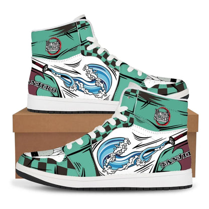 Anime Demon Slayer Sneakers Kochou Shinobu High-Top Sports Shoes Couples Cartoon Board Shoes Student Leisure Shoes Festival Gift
