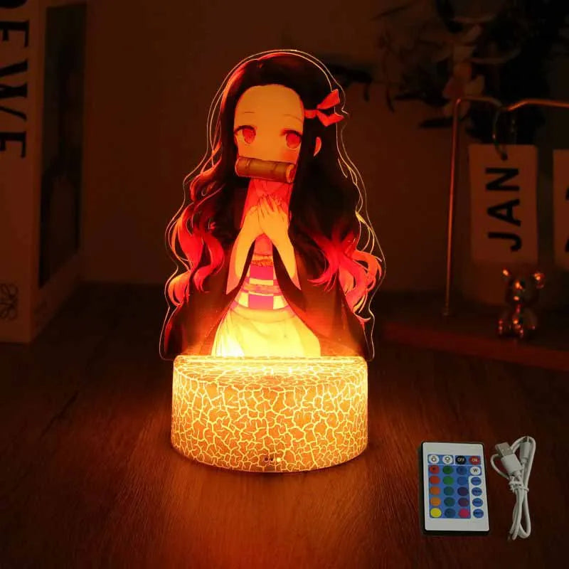 Anime Figures Lamp Tanjirou Nezuko Zenitsu Led Night Light Remote Control Smart Touch Lamps Room Decor Birthday Christmas Gift
