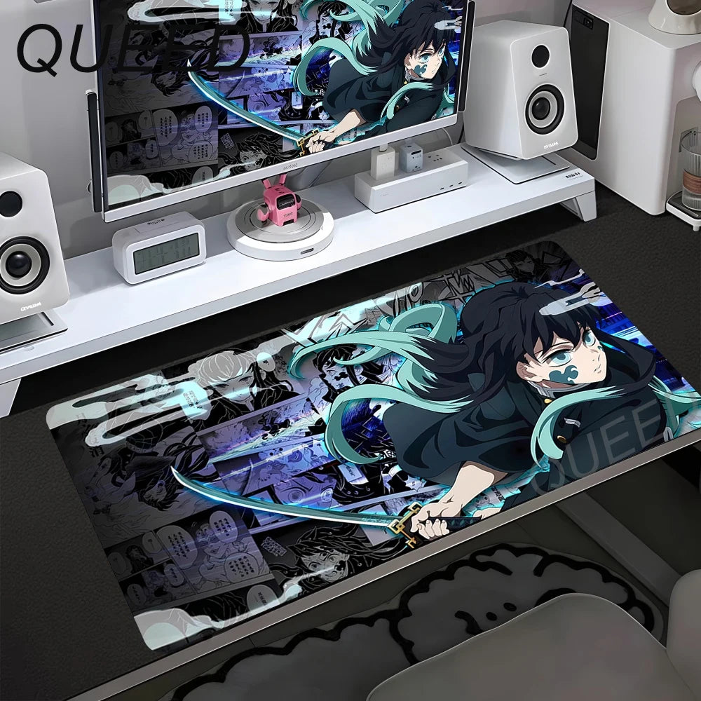 HD Printing Computer Gaming Locking Edge Non-slip Mouse Pad New Cool Anime Demon Slayer Mousepad Keyboard PC Lockrand Desk Mats