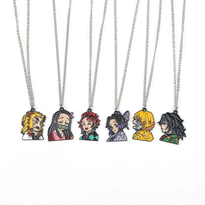 Anime Demon Slayer Cosplay Accessory Kimetsu No Yaiba Pendant Necklace Tanjiro Kamado Spray Paint Oil Drop Alloy Charm Jewelry