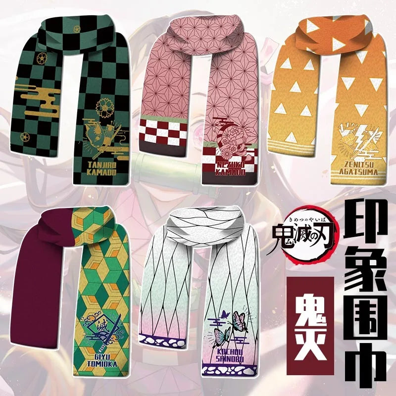 In stock Demon Slayer: Kimetsu No Yaiba Anime Scarf Kamado Tanjirouagatsuma Zenitsutomioka Giyuu Anime Winter Warm Xmas Gift