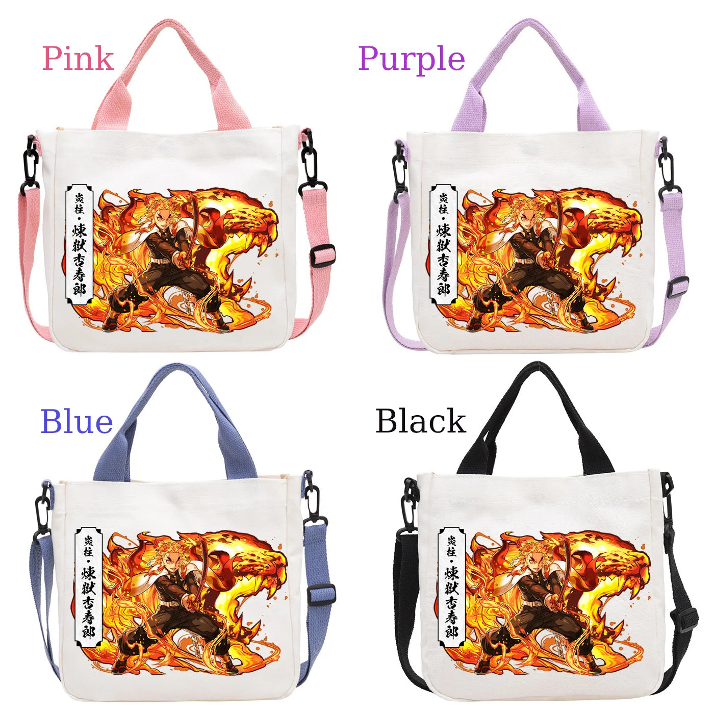 Demon Slayer Kamado Nezuko Tanjirou Anime Cartoon Crossbody Bag Commuting Shoulder Bag Canvas Tote Bags Handbag Birthday Gift
