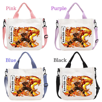 Demon Slayer Kamado Nezuko Tanjirou Anime Cartoon Crossbody Bag Commuting Shoulder Bag Canvas Tote Bags Handbag Birthday Gift