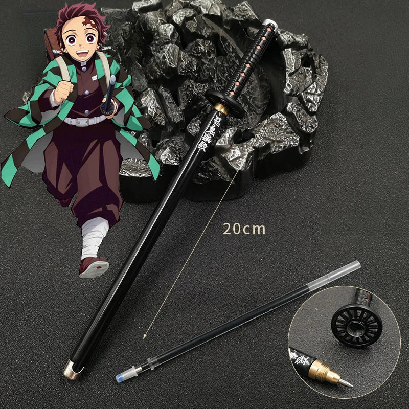 New 17 Styles Japan Anime Demon Slayer Model Gel Pen 0.5mm Black Refill Cosplay Prop Kid Student Gift SlayerWeapon Sword