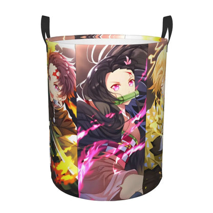 Tanjiro Kamado Demon Slayer Nezuko Kamado Laundry Basket Zenitsu Agatsuma Clothes Hamper for Household Clothes Storage Bag