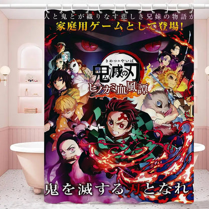 D-Demon Slayer 1pc Shower Curtain Polyester Waterproof Shower Curtain Bathroom Partition Curtain Decoration Accessories