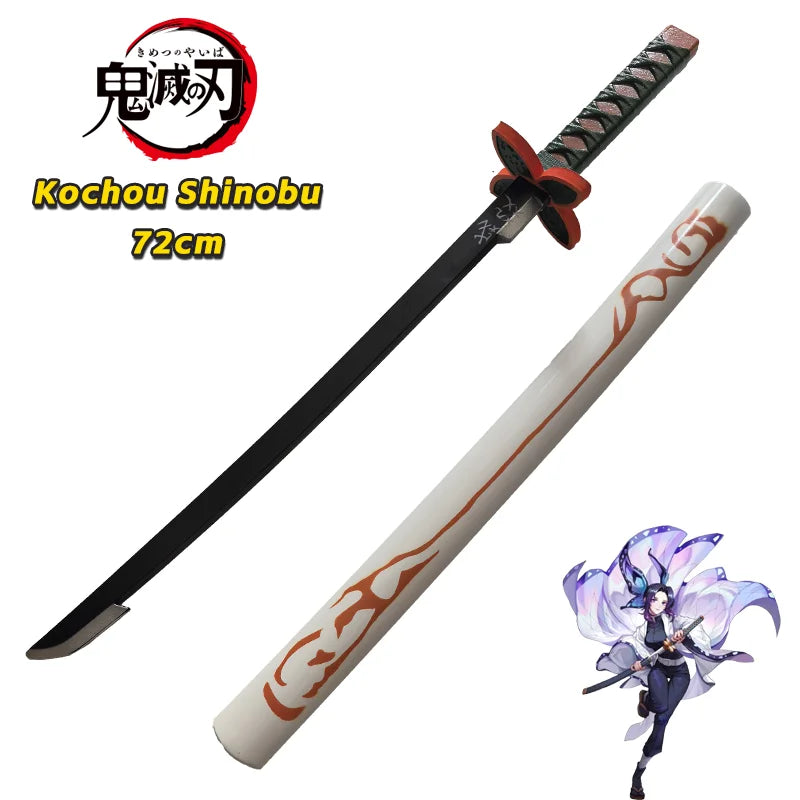 72cm Japanese Katana Samurai Sword Demon Slayer Katana Hashibira Inosuke Sword Kimetsu No Yaiba PU Ninja Knife Cosplay Toy Sword