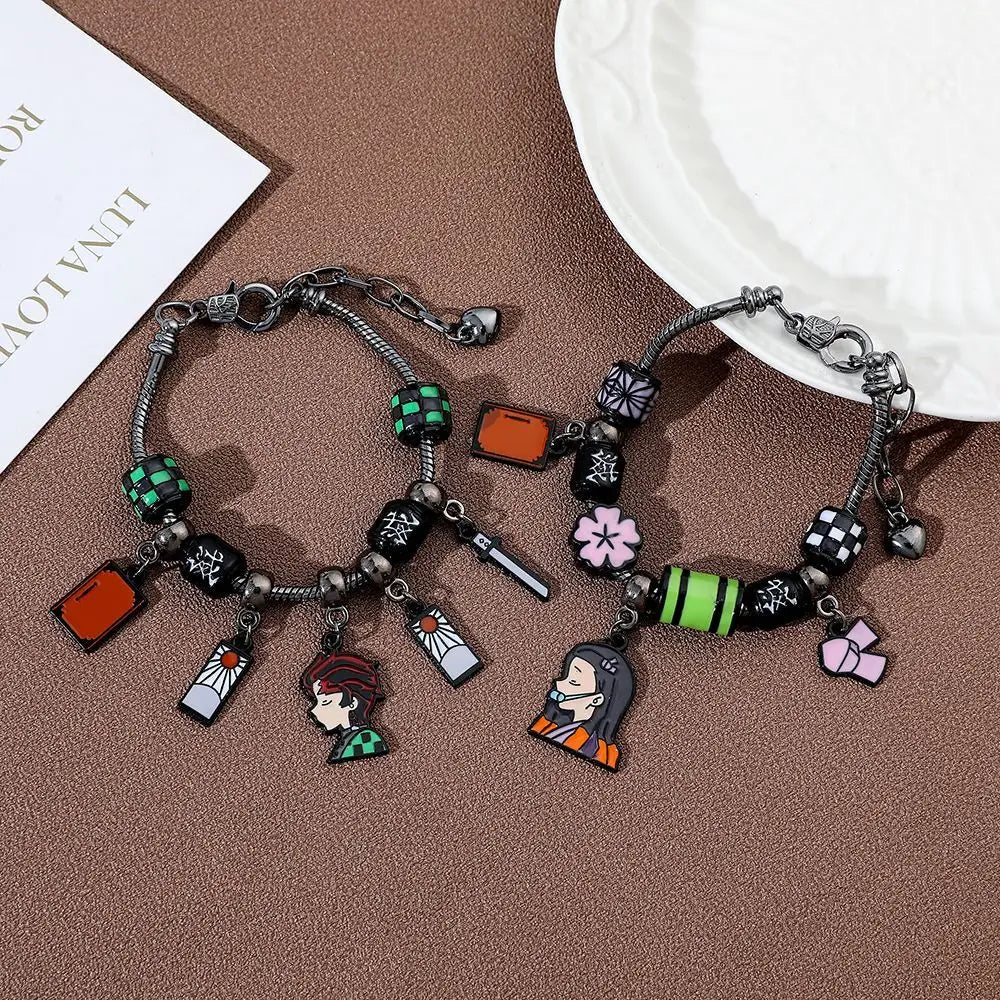 Fashion Hot Sale Japanese Anime Demon Slayer Kimetsu no Yaiba Tanjiro Nezuko Pendant Charm Bracelet Pandora Style Bracelet