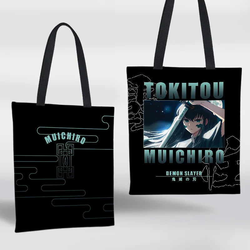 Demon Slayer Mini Shoulder Bag Tanjirou Nezuko Tote Bag Anime Canvas Backpack for Travel Hand-Painted Tote Bag Simple Style Gift