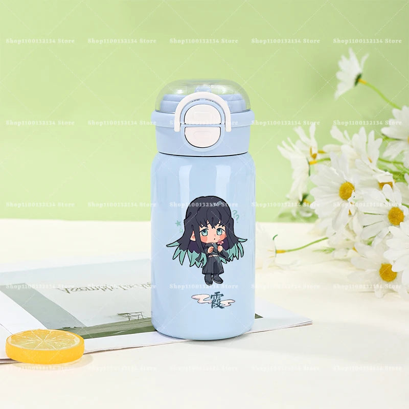 500ml Demon Slayer Thermos Cup 316 Stainless Steel Insulated Cup Girl Boy Anime Portable Straw Water Bottles Kid Travel Cup Gift