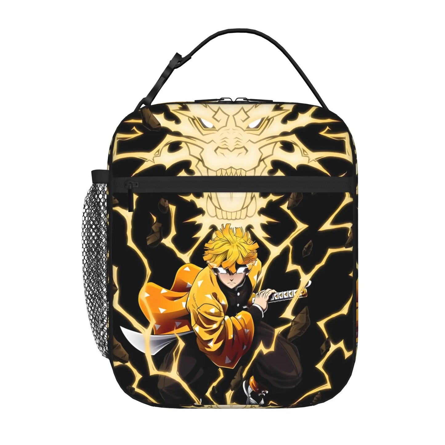 1 Piece Portable Lunch Container Lightning Warrior  Zipper Closure Durable Pocket Demon Slayer  For Lunch Lunch Box Bag