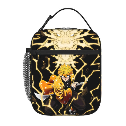 1 Piece Portable Lunch Container Lightning Warrior  Zipper Closure Durable Pocket Demon Slayer  For Lunch Lunch Box Bag