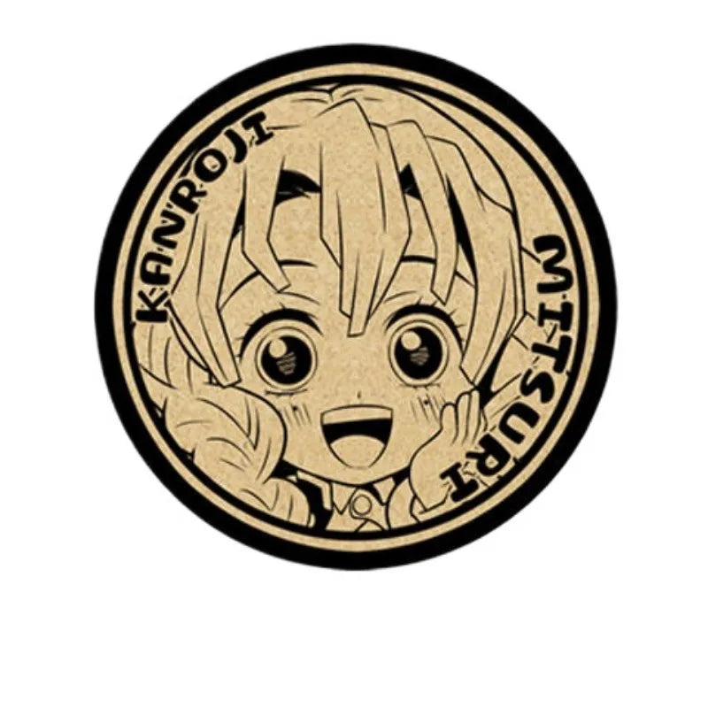 Demon Slayer Cork Coaster,Tanjiro Nezuko Anime Drink Cup Mat, Non-slip Heat Resistant Wooden Pad, Creative Table Decor Gift, 1pc