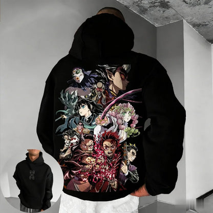 Demon Slayer Muichiro Tokito Large Size Fleece Hoodie Loose New Autumn Winter Men's and Women's Parent-Child Versatile Jacket