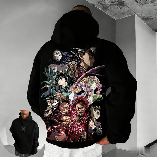 Demon Slayer Muichiro Tokito Large Size Fleece Hoodie Loose New Autumn Winter Men's and Women's Parent-Child Versatile Jacket