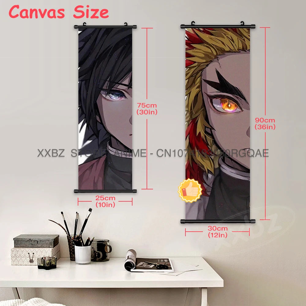 Demon Slayer Scroll Pictures Anime Poster Kochou Shinobu Home Decor Prints Wall Art Canvas Hanging Painting For Living Room Gift