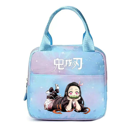 Demon Slayer nezuko kamado Tote Thermal Lunch Box Bag Women Office Student Bento Storage Insulation Bags Lunch Bag for Kid