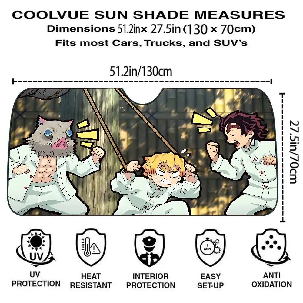I-Inosukes Zenitsus T-Tanjiros Car SunShade Windshield Cover UV Protection Auto Visor Accessories For Cars
