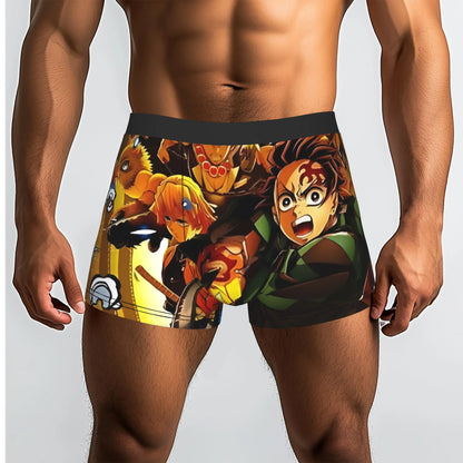 Kyojuro Rengoku Blood Splash Anime Bandai Demon Slayer Underpants Homme Panties Men's Underwear Comfortable Shorts Boxer Briefs