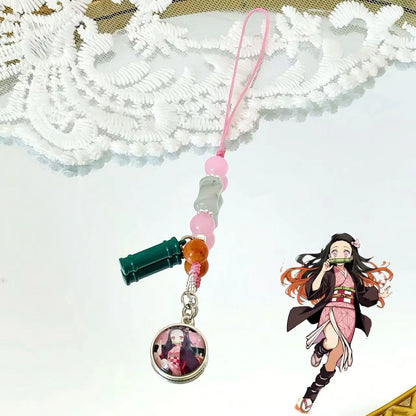 Anime Demon Slayer Periphery Hand Rope Tanjiro Kamado Giyu Tomioka Kyojuro Rengoku 15 styles Keychain Decorations Christmas Gift