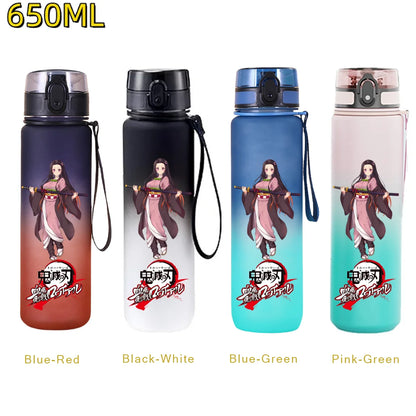 650ML Demon Slayer Kamado Tanjirou Rengoku Kyoujurou Portable Sports Water Bottle Leak Proof Outdoor Travel Sports Fitness Jugs