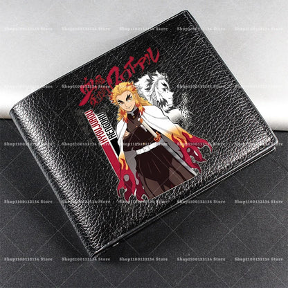 Demon Slayer Man Wallet Anime Print Short Wallets Portable Card Pack Fashion Zipper Coin Purse Adult Card Holder Male Money Bag
