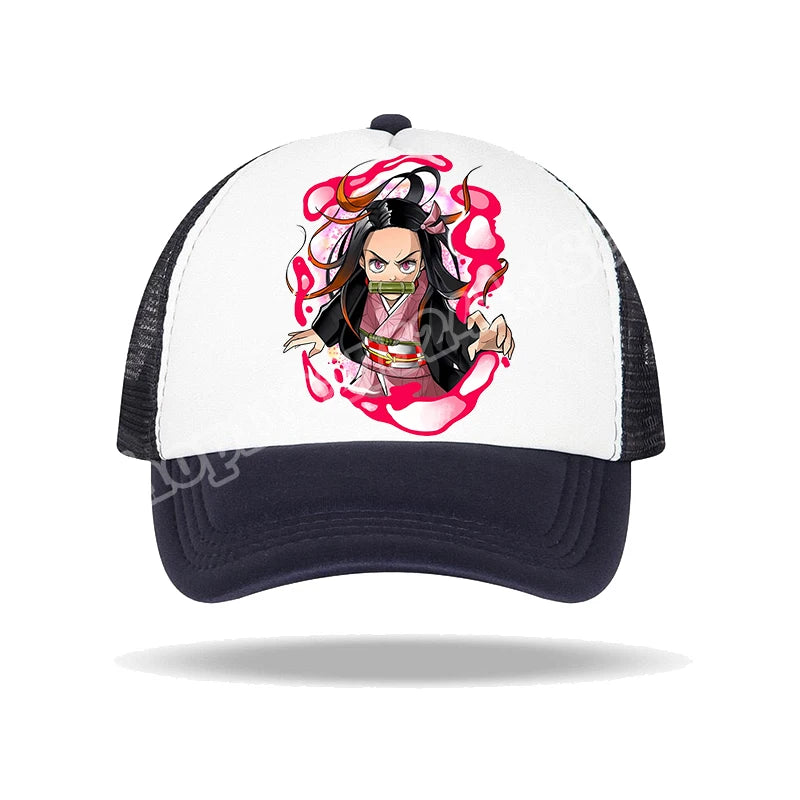 Kids Adults Baseball Caps Demon Slayer Infinity Castle Anime Character Print Sun Hat Cartoon Summer Adjustable Pointy Hats Gifts