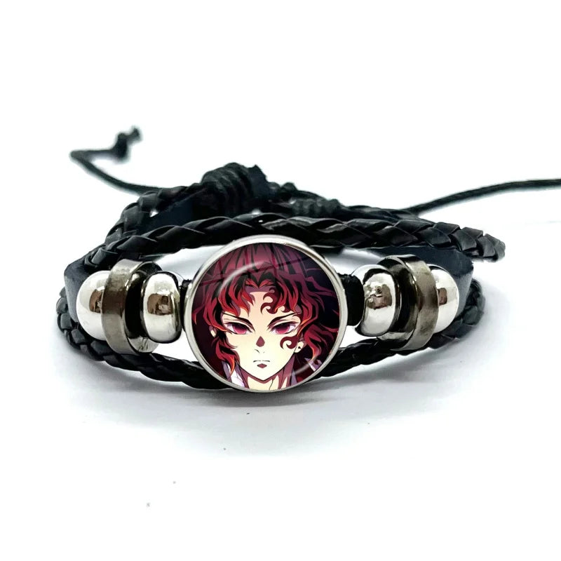 Kokushibo Anime Figure Leather Bracelets Cosplay Eyes Cartoon Horror Multilayer Braided Bracelets Bangles Handmade Jewelry Gifts