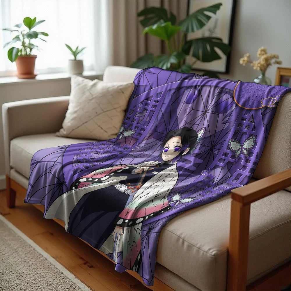 1PC D-Demon Slayer Lightweight Microfiber Soft Christmas Fleece Blanket Warm Cozy Throw for Bed Sofa Office Travel All Season