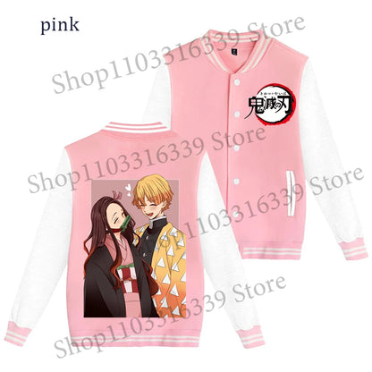 Demon Slayer Baseball Jacket Autumn Winter Jacket Coat Man Woman Giyu Tomioka Muichiro Tokito Anime Clothing Adult Harajuku Coat