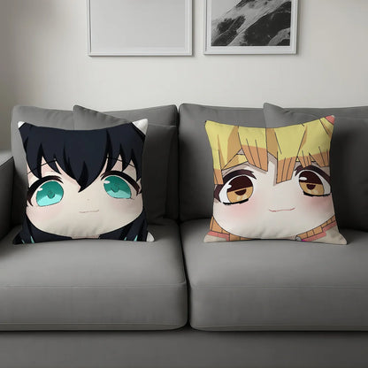 anime manga art chibi D-DemonS S-SlayerS cushion cover soft Pillow Case for Sofa Living Room Home office Decor Protective Covers