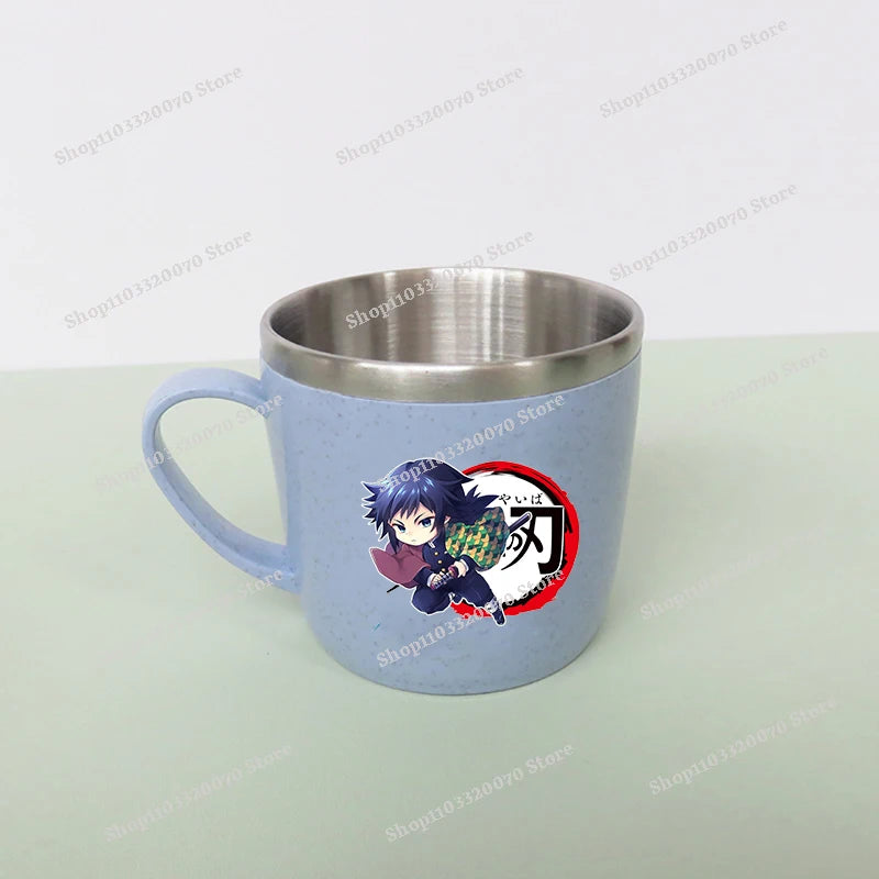 Demon Slayer Kimetsu No Yaiba Double Layer Anti-scalding Water Cup Anime 304 Stainless Steel Milk Mug Anti Drop Water Glass Gift