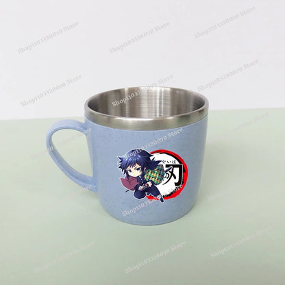 Demon Slayer Kimetsu No Yaiba Double Layer Anti-scalding Water Cup Anime 304 Stainless Steel Milk Mug Anti Drop Water Glass Gift