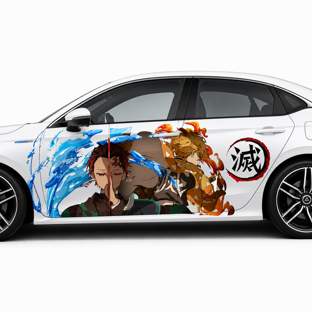 Détail du kanji de la destruction imprimé à l'arrière du sticker