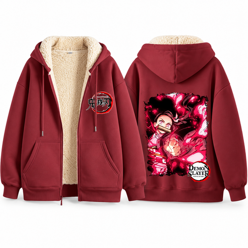 Sweat zippé Nezuko bordeaux