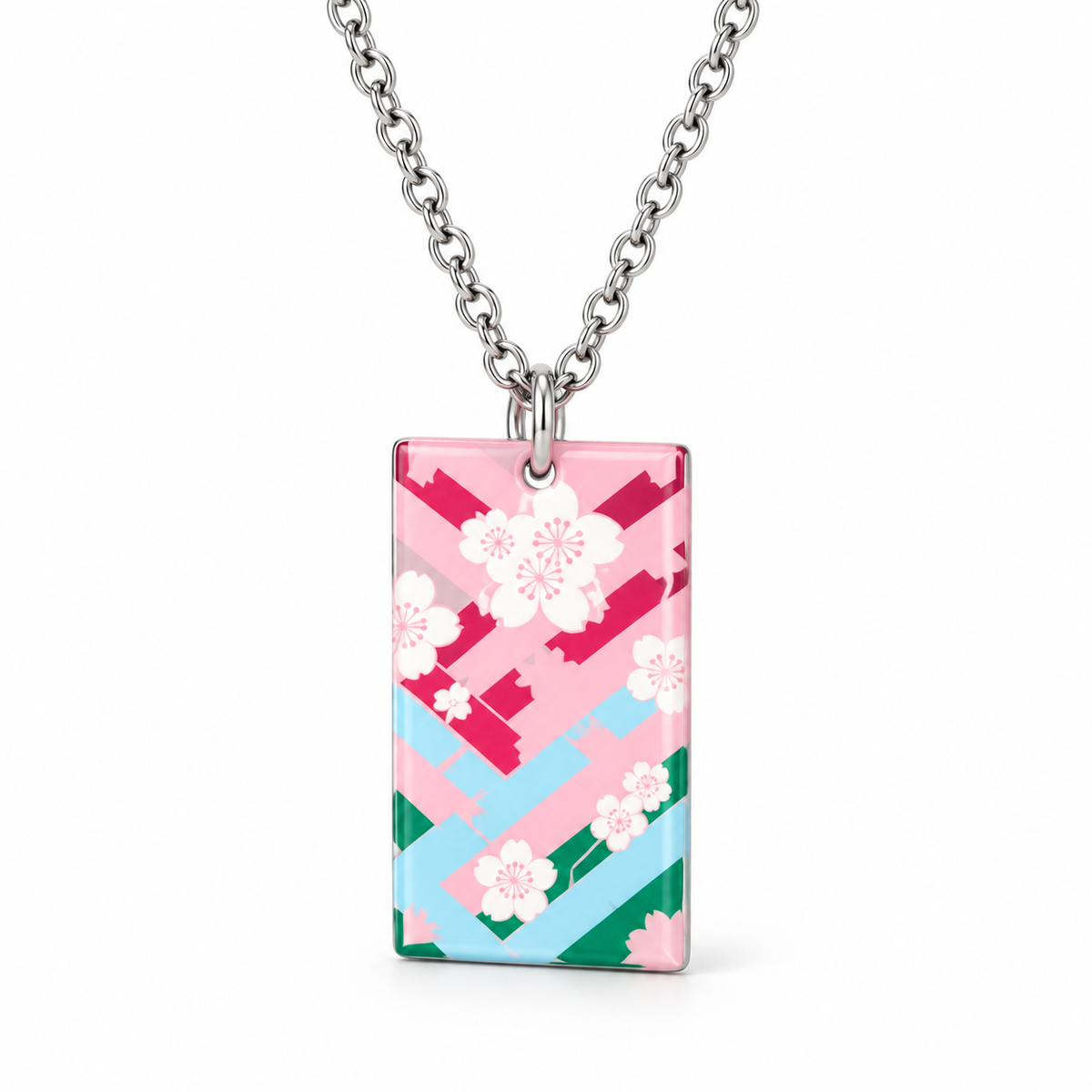 Collier fleurs roses