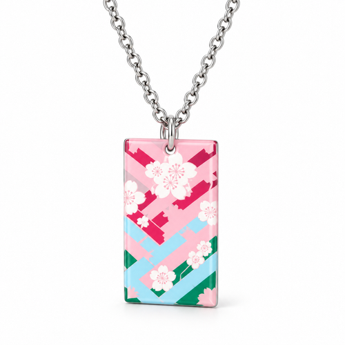 Collier fleurs roses